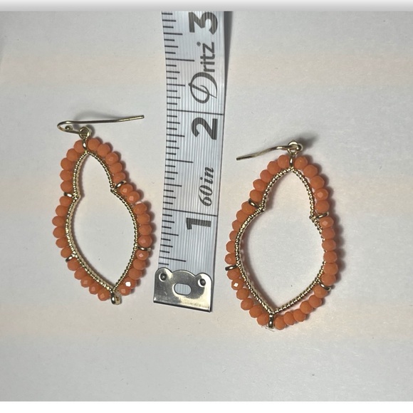 Marlyn Schiff Theresa Pave Marquis Orange Earrings - Picture 3 of 4